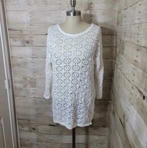 Top elements, white knit cover up, osfm